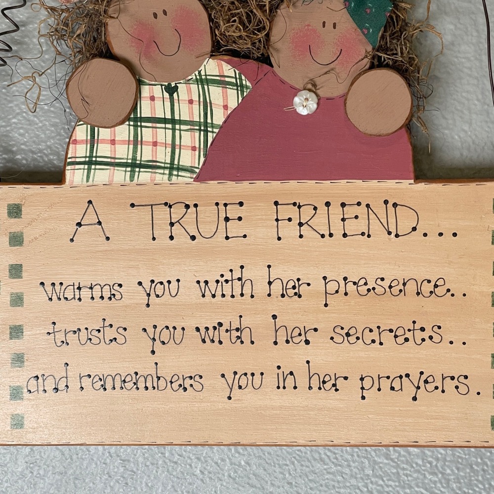 Friendship Vintage Decorative Hand Painted Wooden Wall Hanging Folk Art‎ Style - Picture 2 of 12